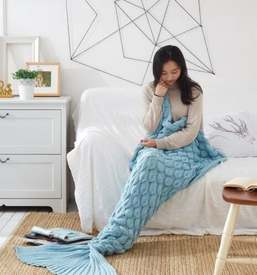 Soft Knitted Mermaid Tail Blanket Crochet Handmade