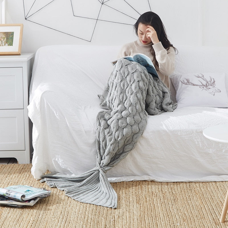 Soft Knitted Mermaid Tail Blanket Crochet Handmade