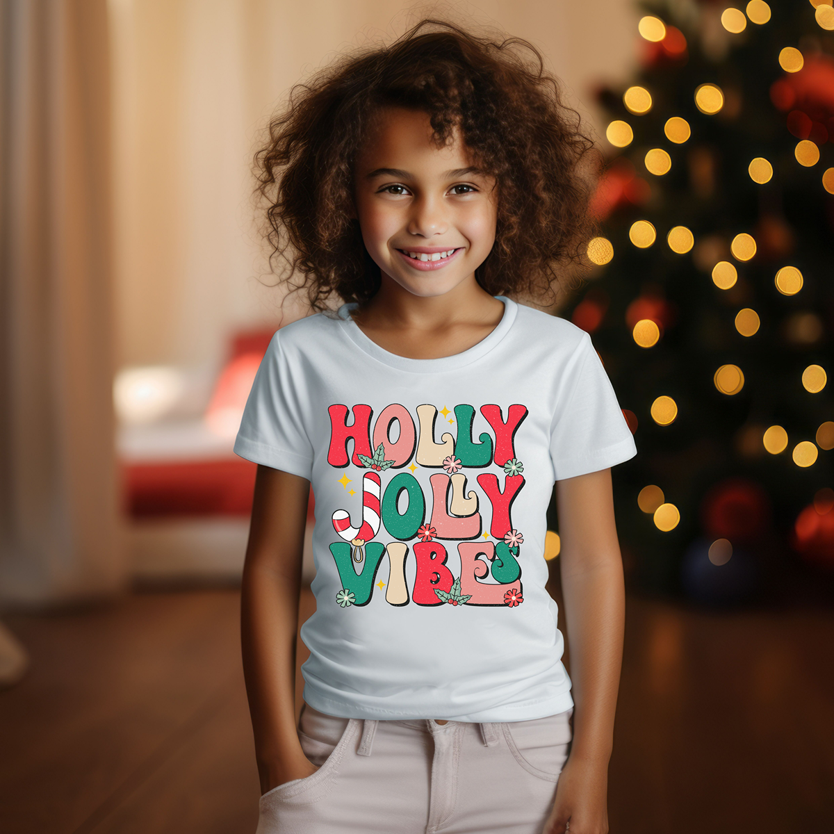 Holly Jolly Vibes Youth Short Sleeve T-Shirt