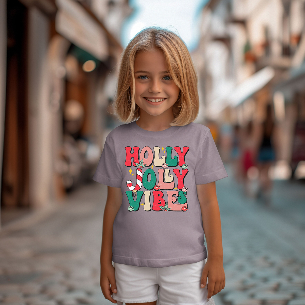 Holly Jolly Vibes Youth Short Sleeve T-Shirt