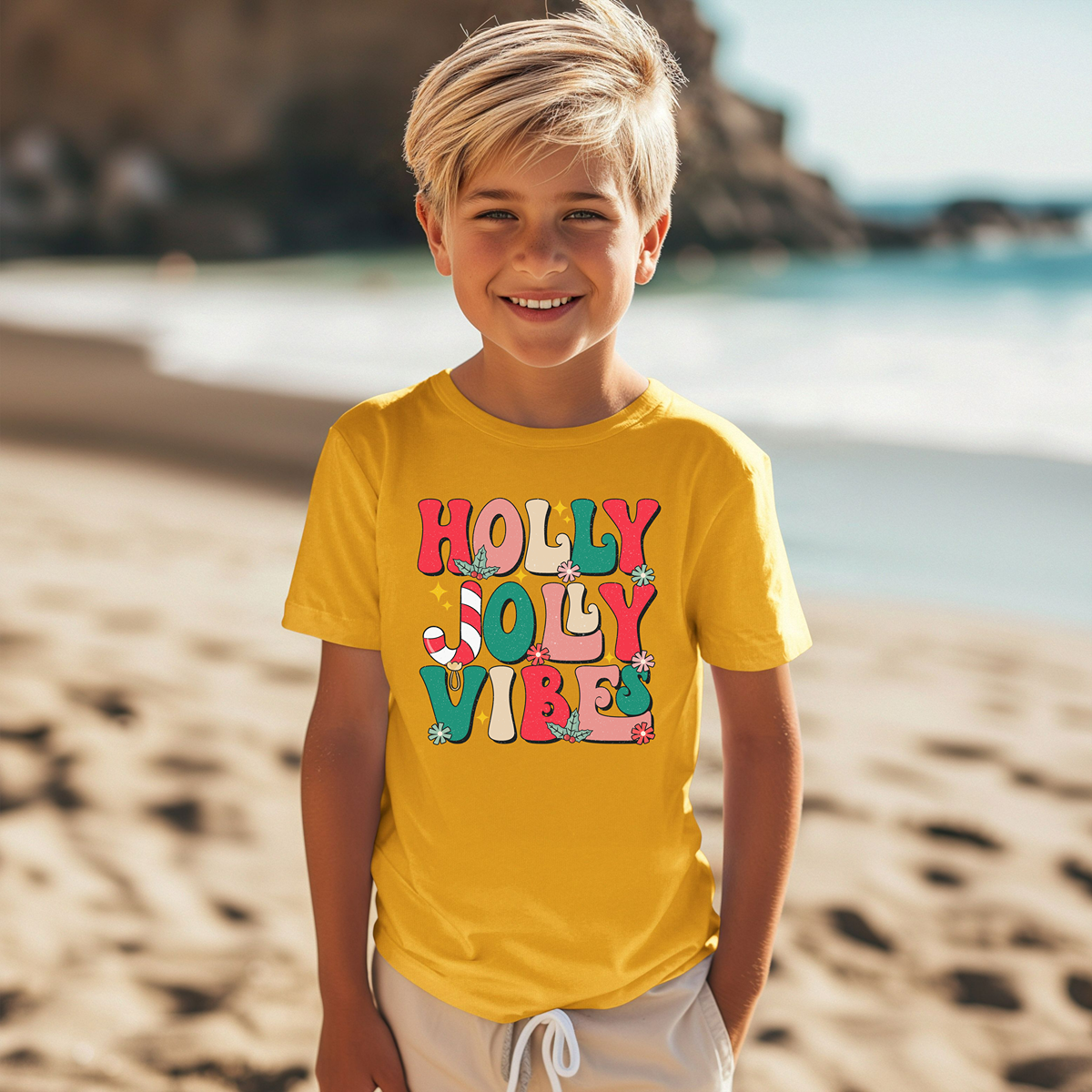 Holly Jolly Vibes Youth Short Sleeve T-Shirt