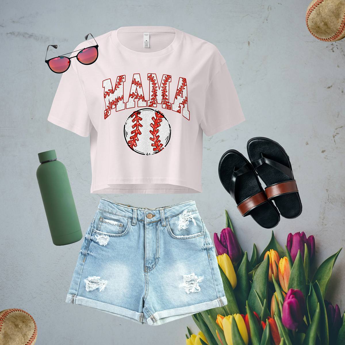 Baseball Mama---Women’s Cute Crop Top