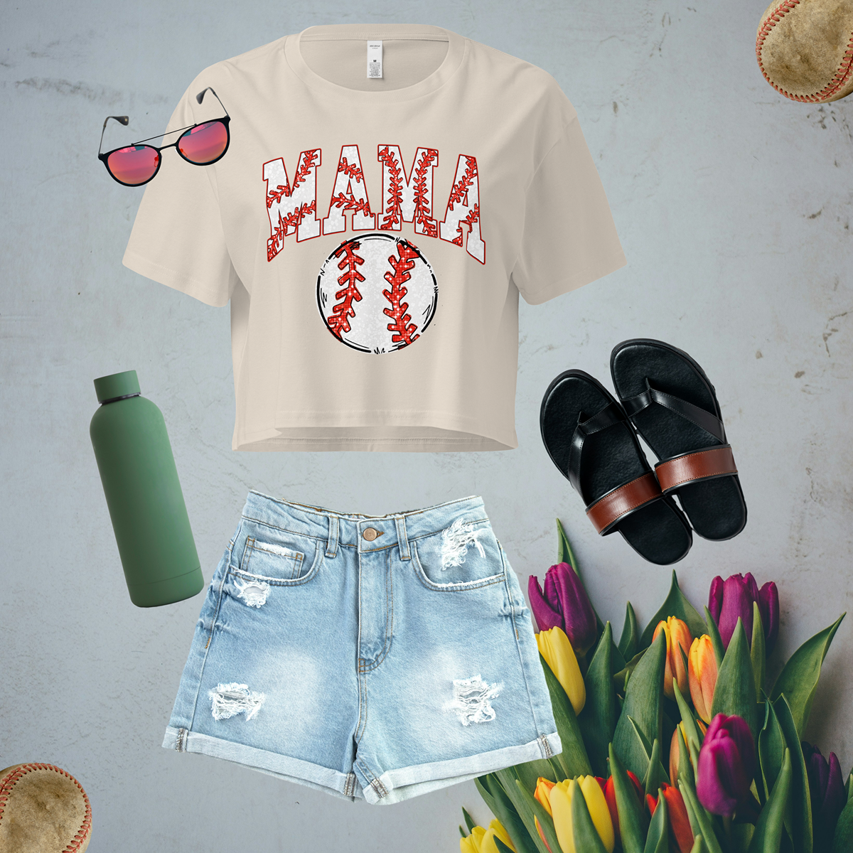 Baseball Mama---Women’s Cute Crop Top