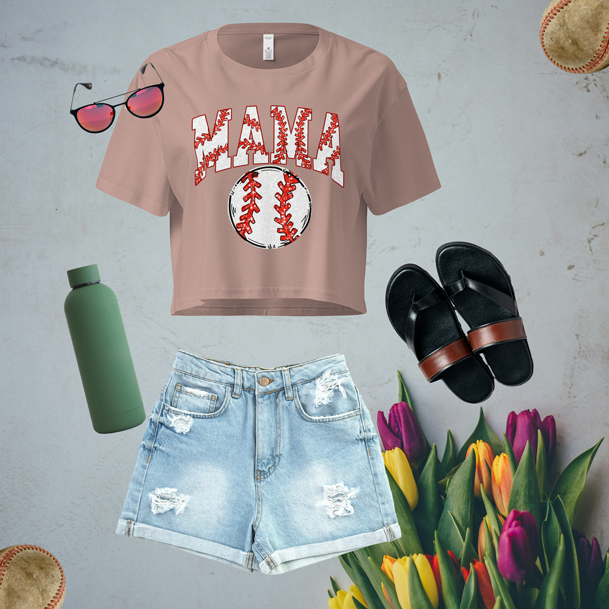 Baseball Mama---Women’s Cute Crop Top