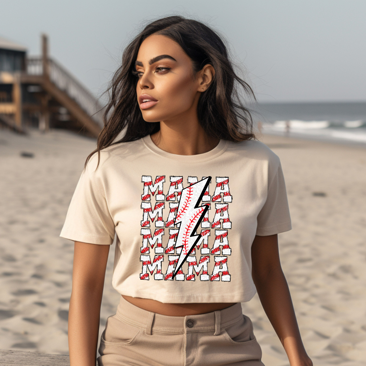 Baseball Mama Retro Vibes Women’s Crop Top