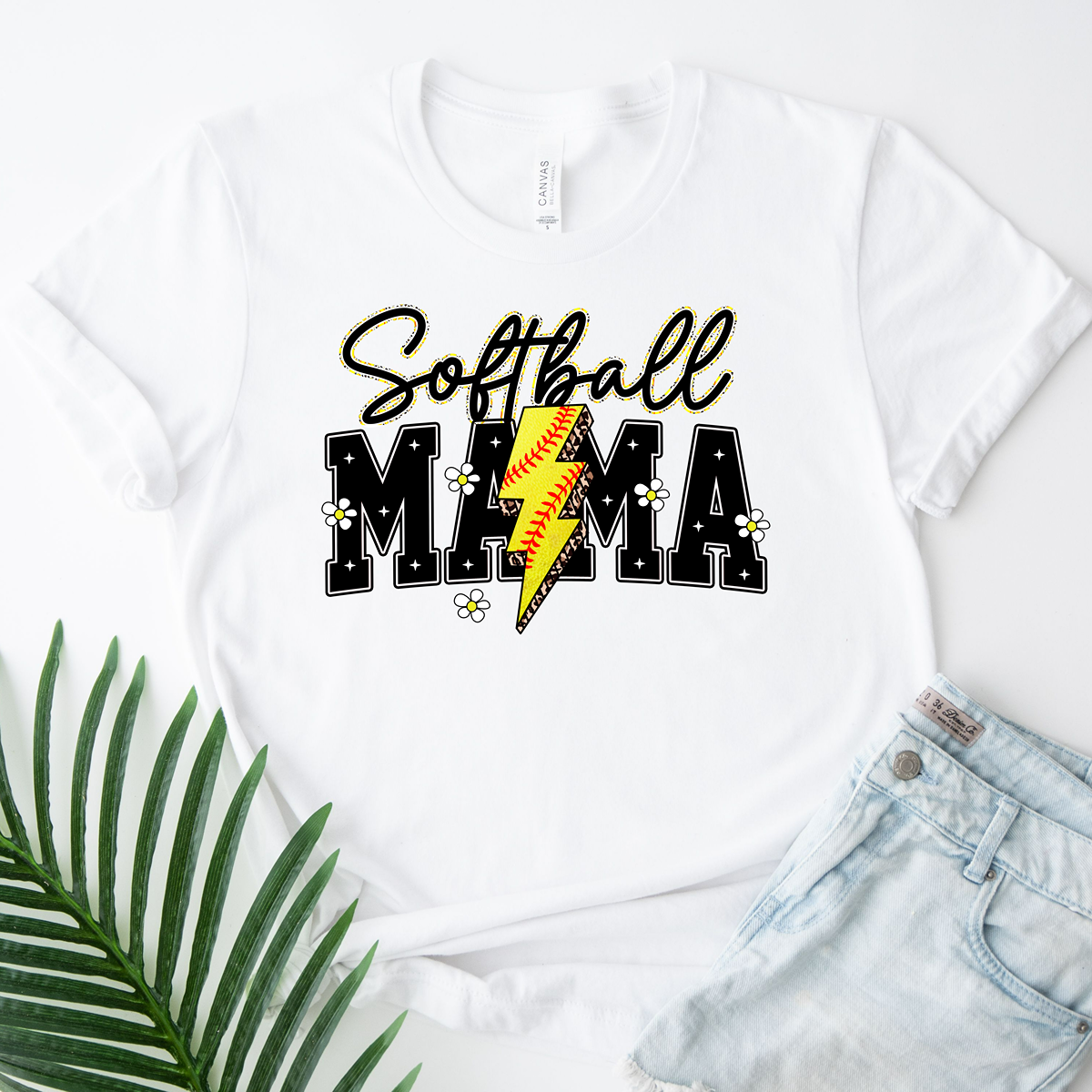 Daisy & Lightning Bolt Softball Mama Unisex Fit Classic T-Shirt