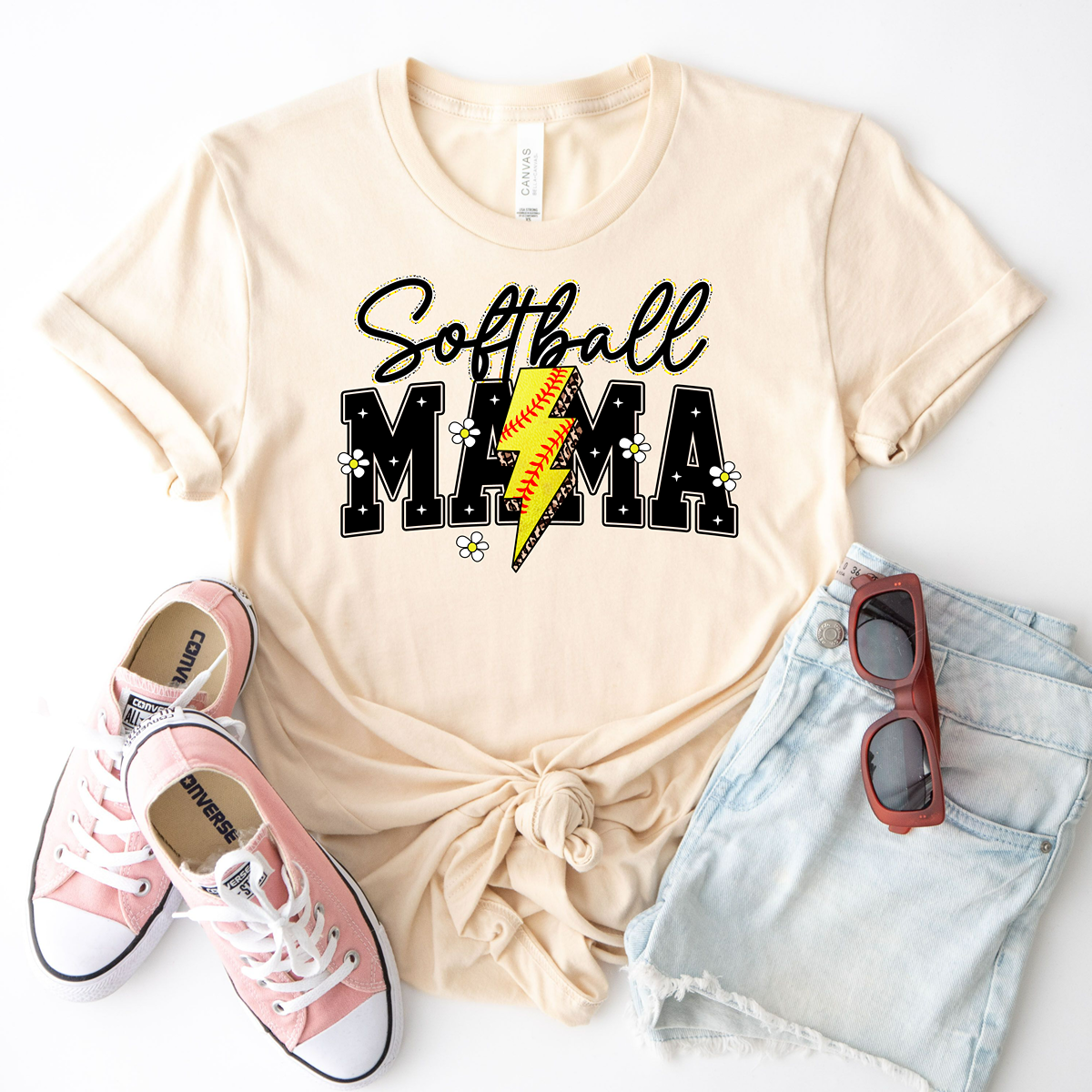Daisy & Lightning Bolt Softball Mama Unisex Fit Classic T-Shirt
