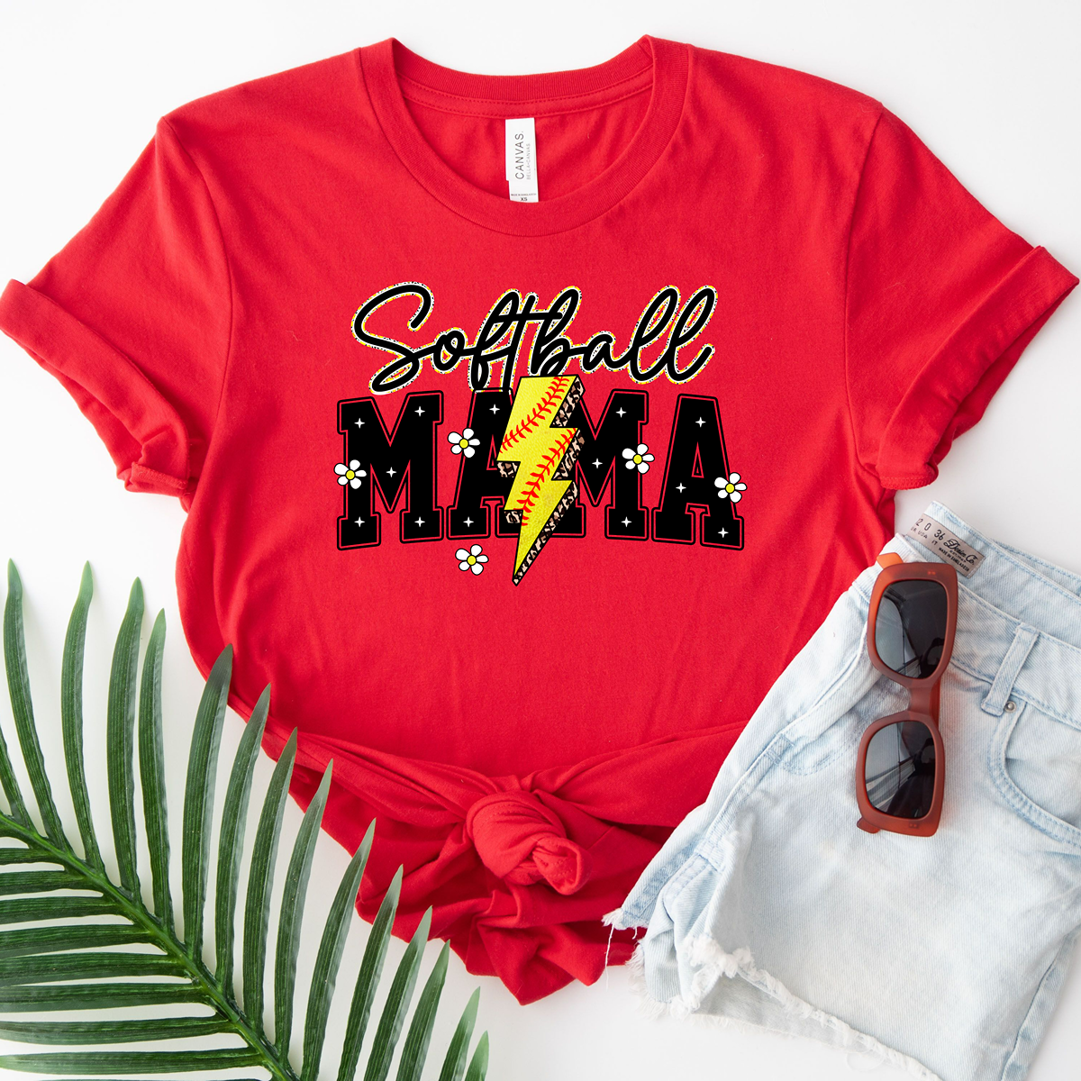 Daisy & Lightning Bolt Softball Mama Unisex Fit Classic T-Shirt