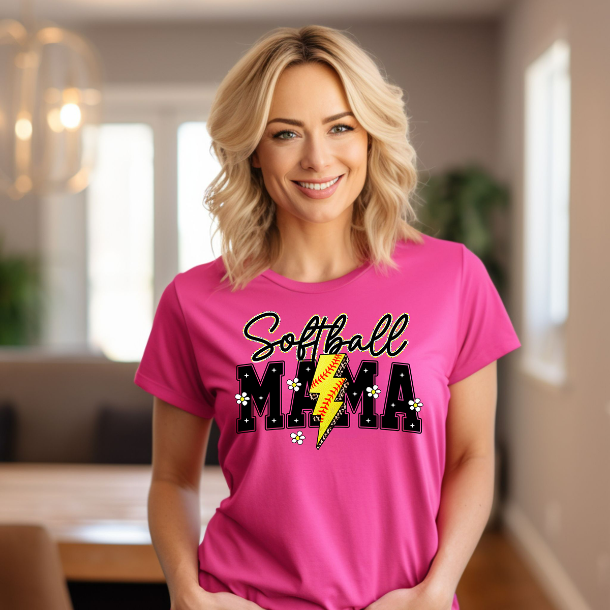 Daisy & Lightning Bolt Softball Mama Unisex Fit Classic T-Shirt