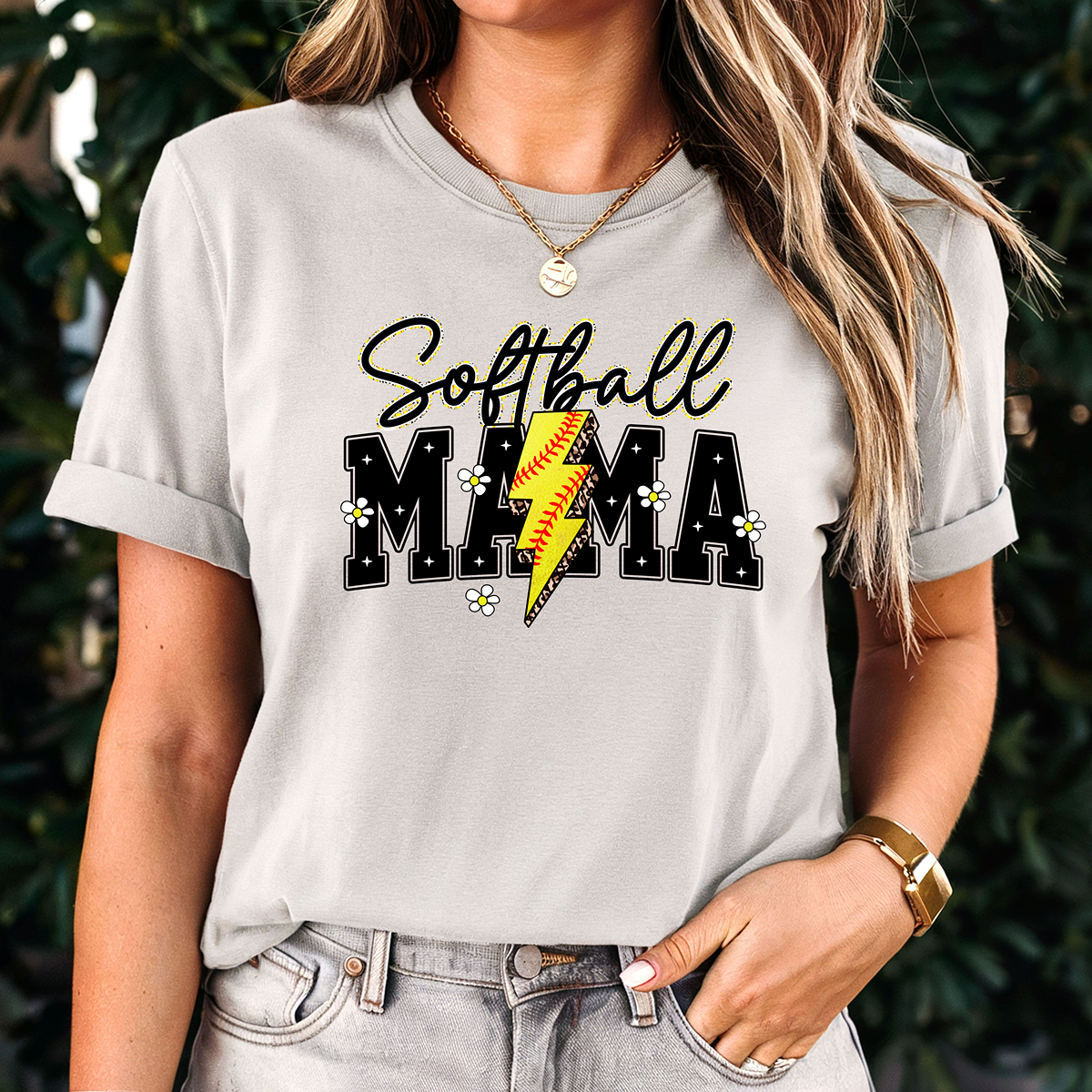 Daisy & Lightning Bolt Softball Mama Unisex Fit Classic T-Shirt