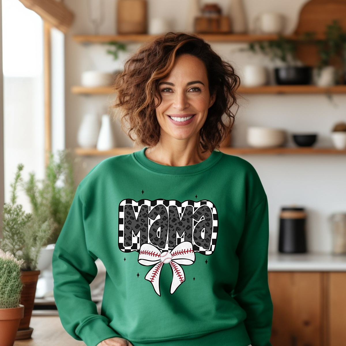 Checkered Mama Unisex Fit Pullover Sweatshirt for Baseball Moms