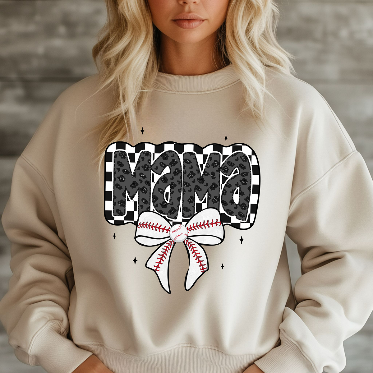 Checkered Mama Unisex Fit Pullover Sweatshirt for Baseball Moms