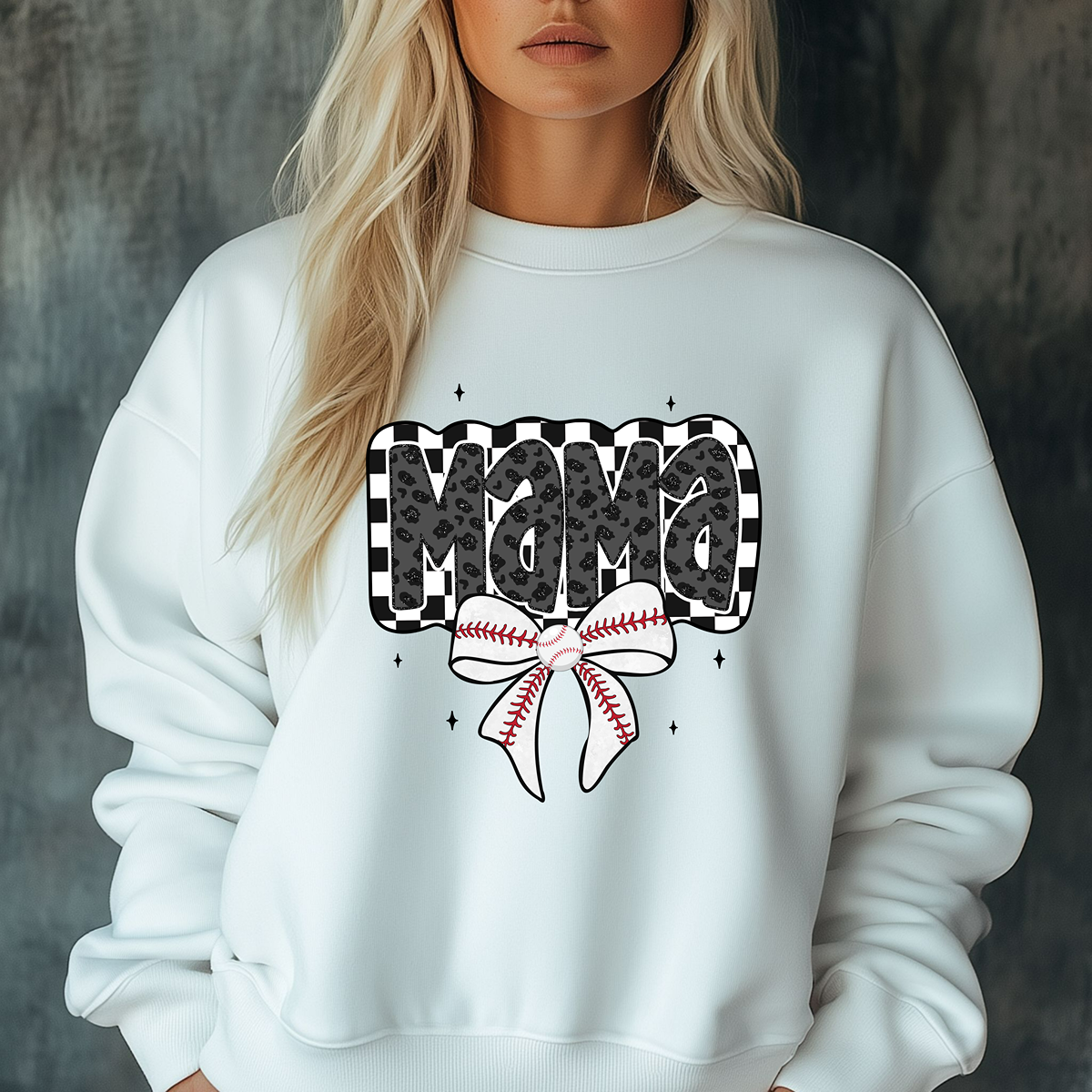 Checkered Mama Unisex Fit Pullover Sweatshirt for Baseball Moms