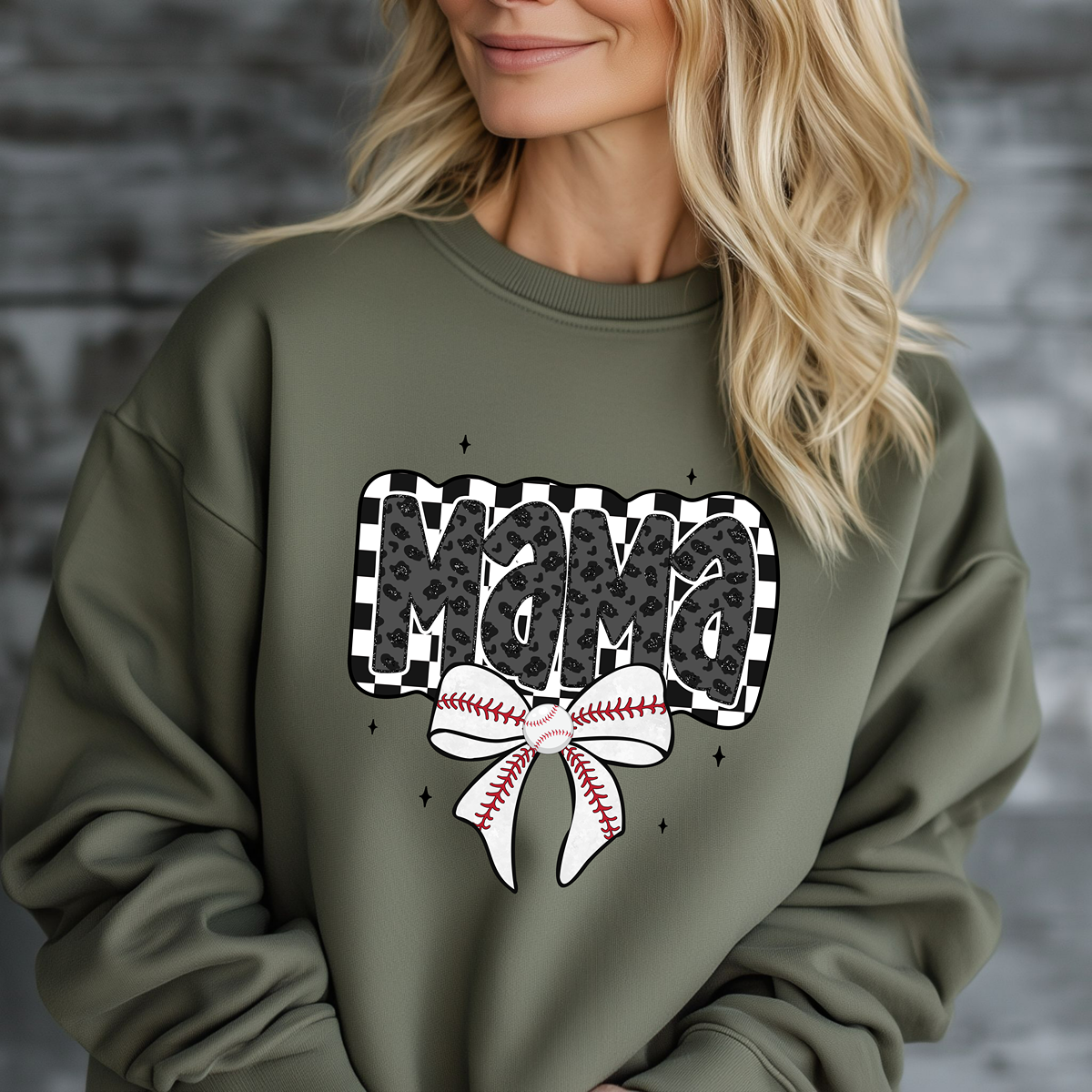 Checkered Mama Unisex Fit Pullover Sweatshirt for Baseball Moms