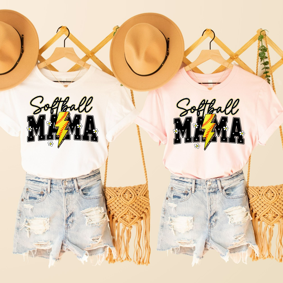 Daisy & Lightning Bolt Softball Mama Unisex Fit Classic T-Shirt