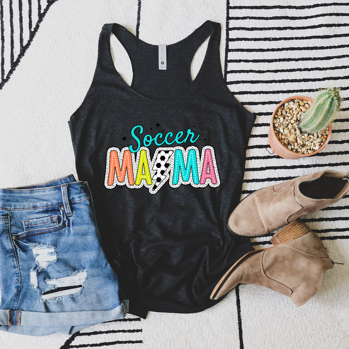 Retro & Vibrant Cute Soccer Mama Women's Racerback Tank