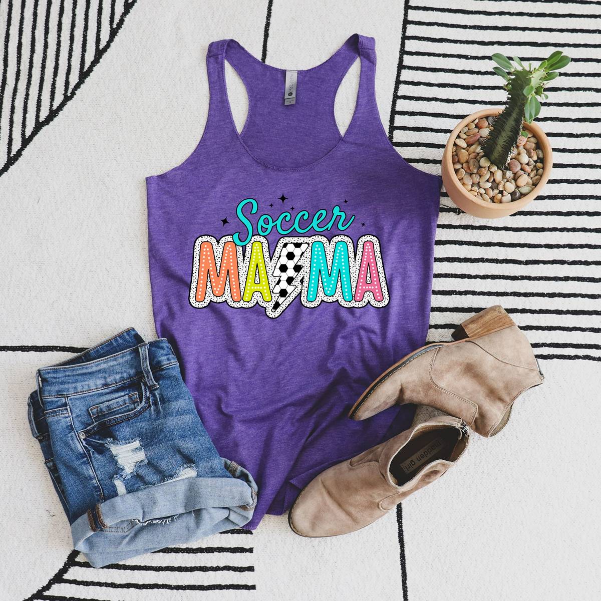 Retro & Vibrant Cute Soccer Mama Women's Racerback Tank