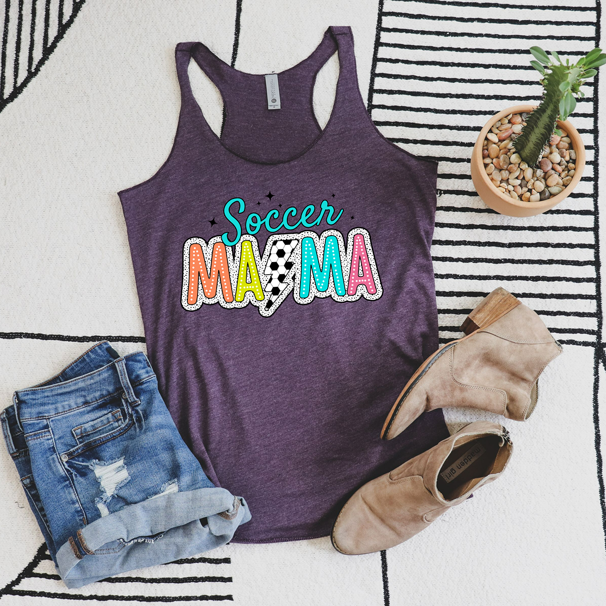 Retro & Vibrant Cute Soccer Mama Women's Racerback Tank