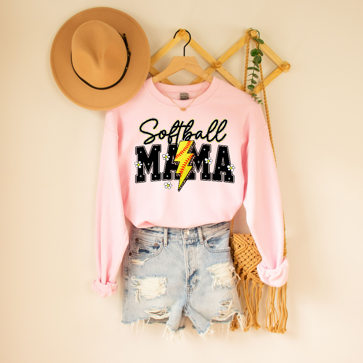 The Cutest Softball Mama Unisex Fit Pullover Sweatshirt
