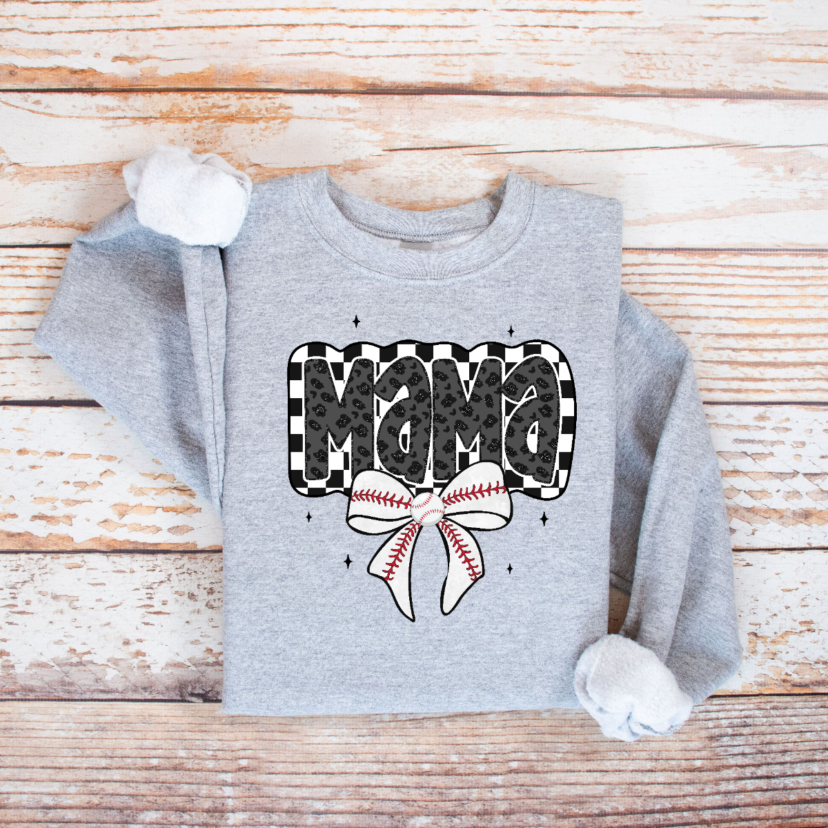 Checkered Mama Unisex Fit Pullover Sweatshirt for Baseball Moms