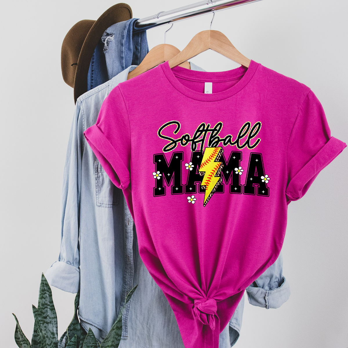 Daisy & Lightning Bolt Softball Mama Unisex Fit Classic T-Shirt