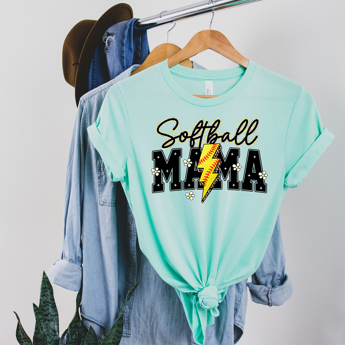 Daisy & Lightning Bolt Softball Mama Unisex Fit Classic T-Shirt