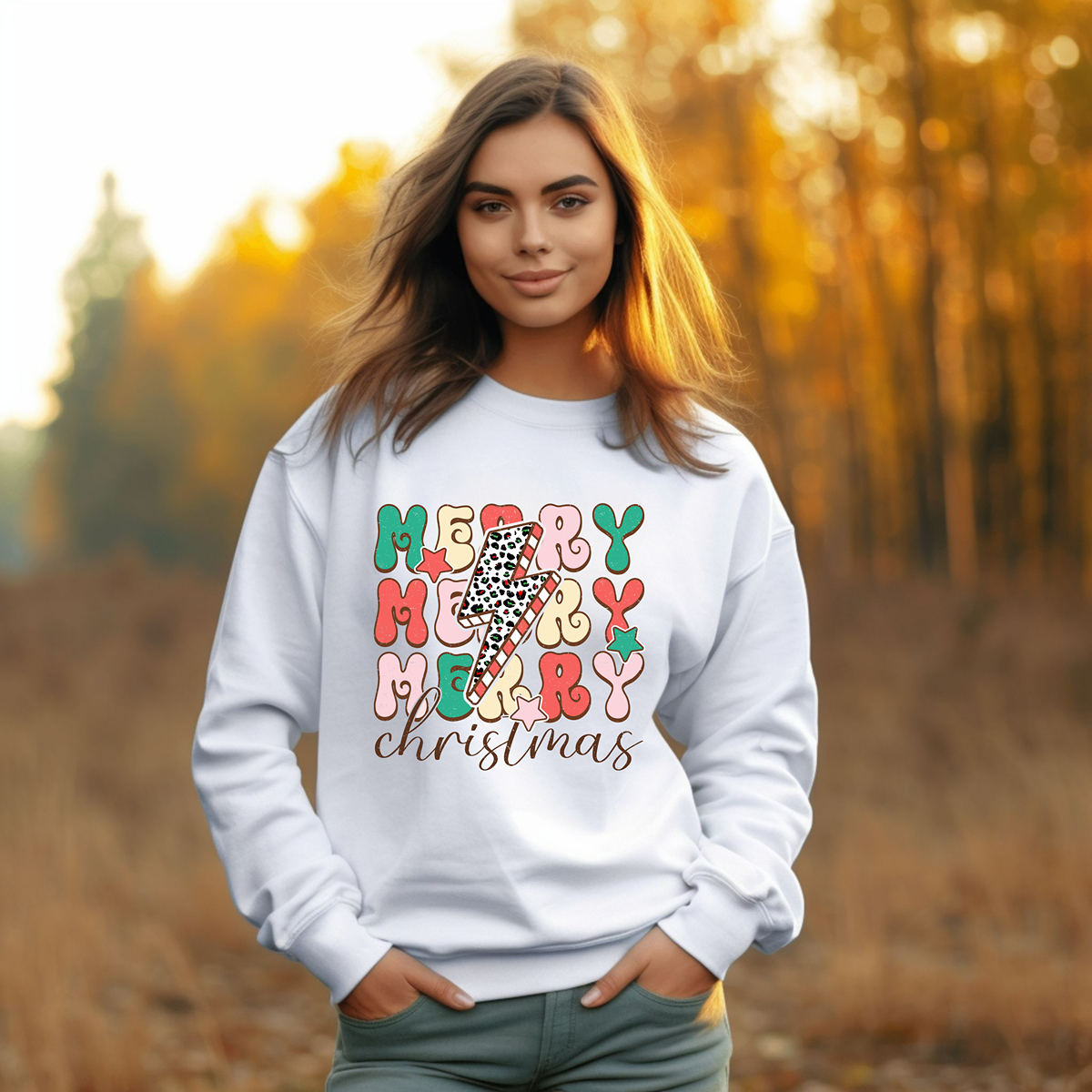 Merry Merry Merry Christmas Retro Unisex Fit Sweatshirt
