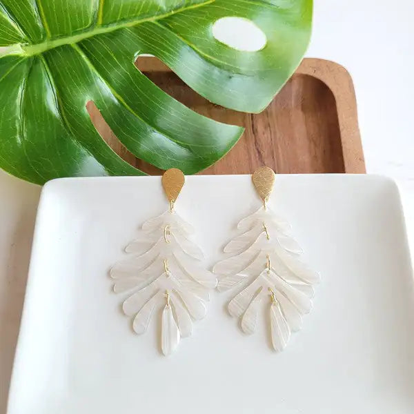 Tropical Palm Leaf Earrings