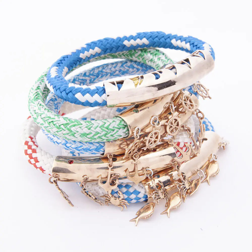 AnemosS Anchor Detailed Rope Bracelet - Green