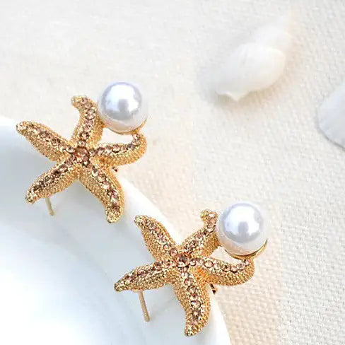 Ocean Whisper Starfish Pearl Earrings