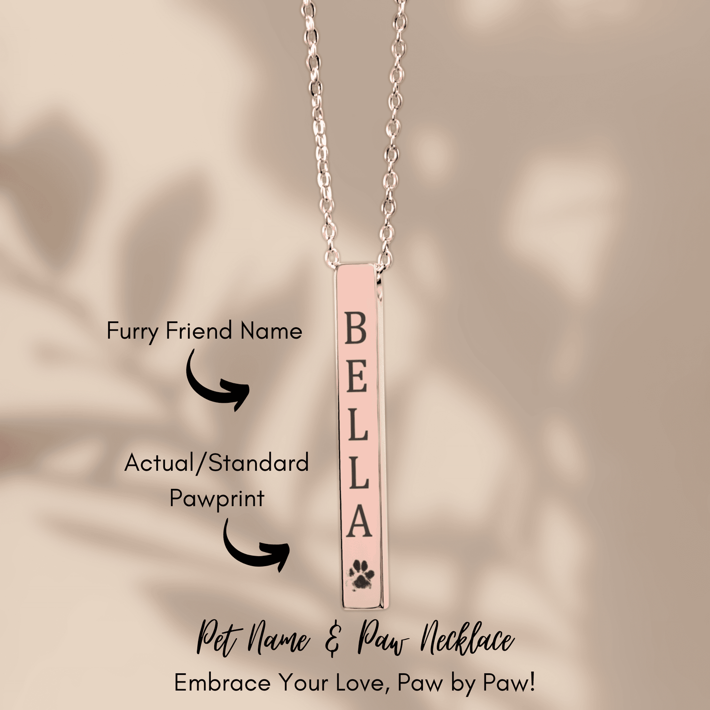 Pet Name & Paw Necklace---Great Christmas Gift!
