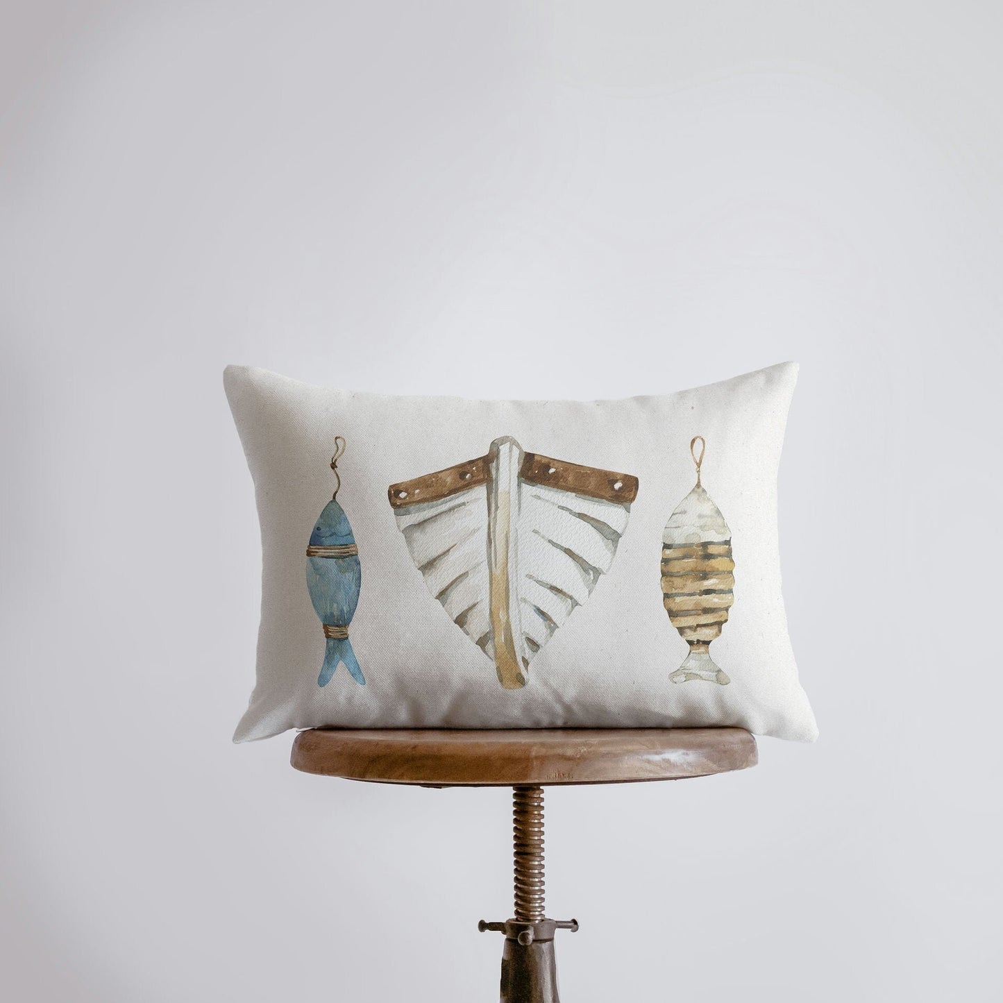 Boat Lures | 18x12 | Watercolor | Throw Pillow | Home Décor | Coastal