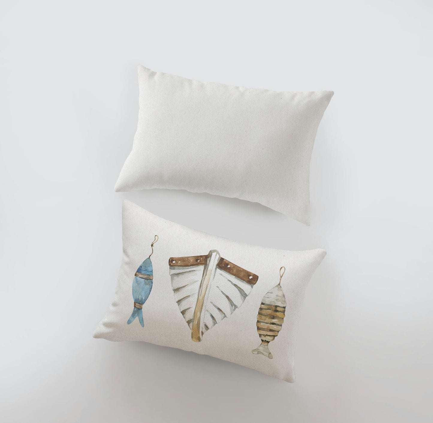 Boat Lures | 18x12 | Watercolor | Throw Pillow | Home Décor | Coastal