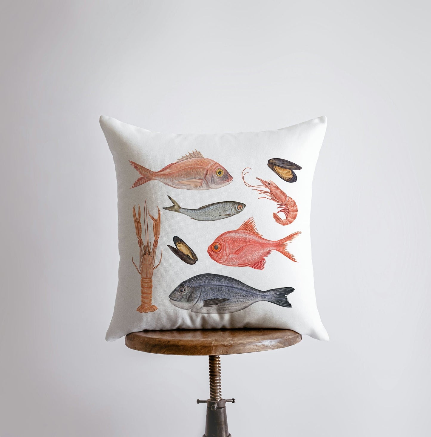 Fish and Crustaceans | Throw Pillow | Home Decor | Modern Decor |