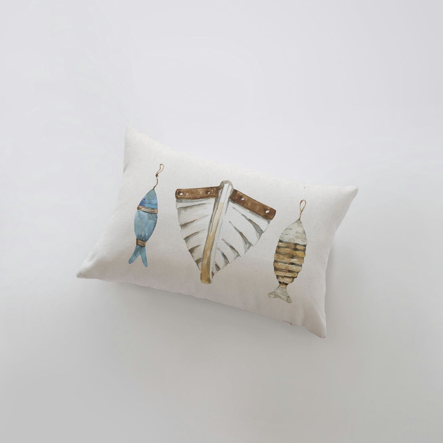 Boat Lures | 18x12 | Watercolor | Throw Pillow | Home Décor | Coastal