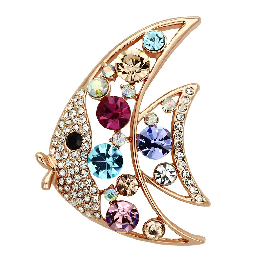LO2923 - Flash Rose Gold White Metal Brooches with Top Grade Crystal