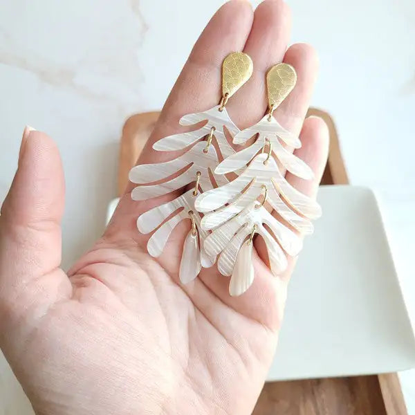 Tropical Palm Leaf Earrings