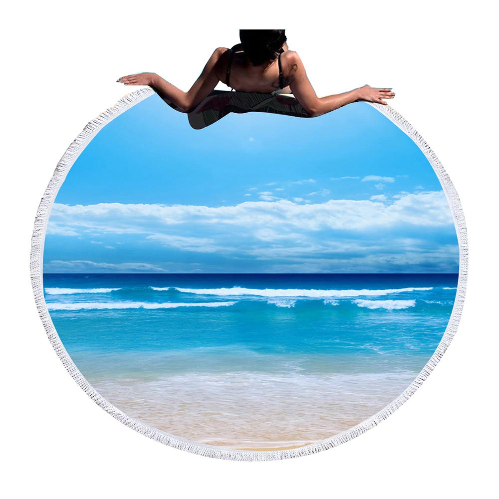 Large Round Beach Towel for Adults Starfish Tassel