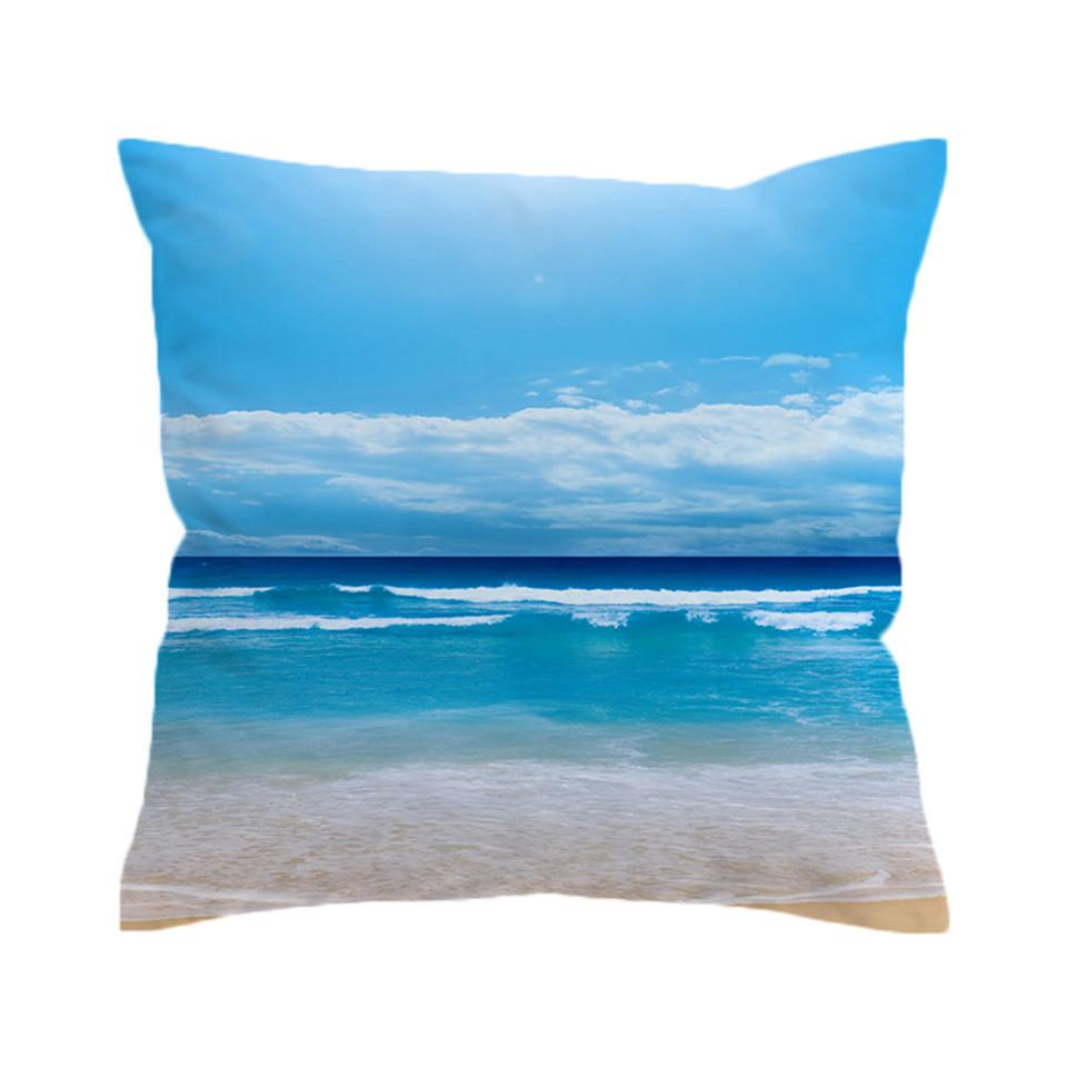 Beach Cushion Cover Vivid Sea Soft Sofa Throw
