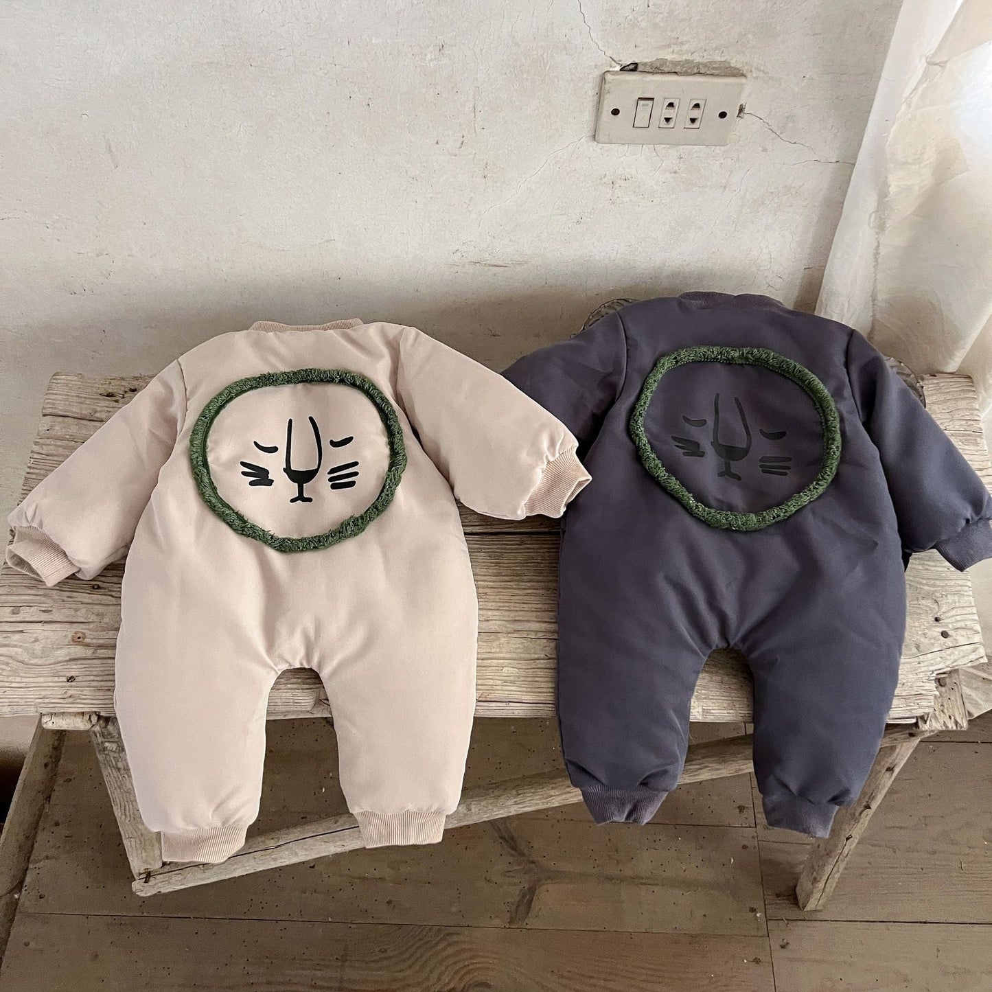 Baby Toddler Boy And Girl Little Lion Back Print Thicken Long Sleeve