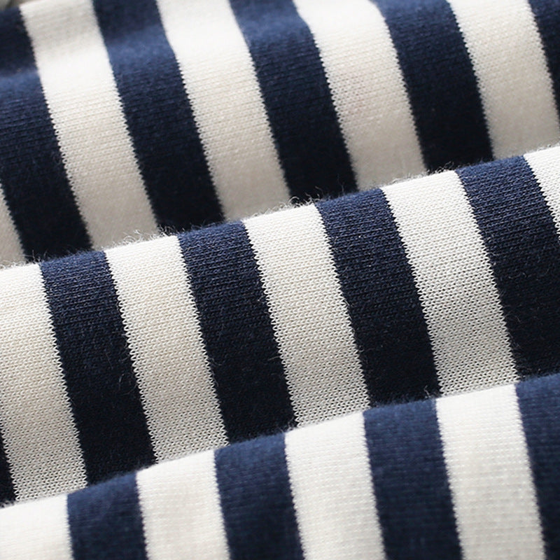 Summer Baby Kids Boys Sailboat Cartoon Pattern T-Shirt And Striped