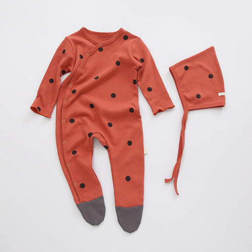 Baby Printed Graphic Side Button Design Long Sleeved Jumpsuit Romper