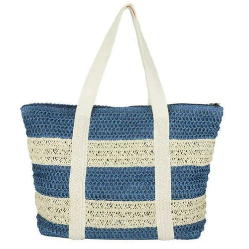 Straw Stripe Patterned Tote Bag
