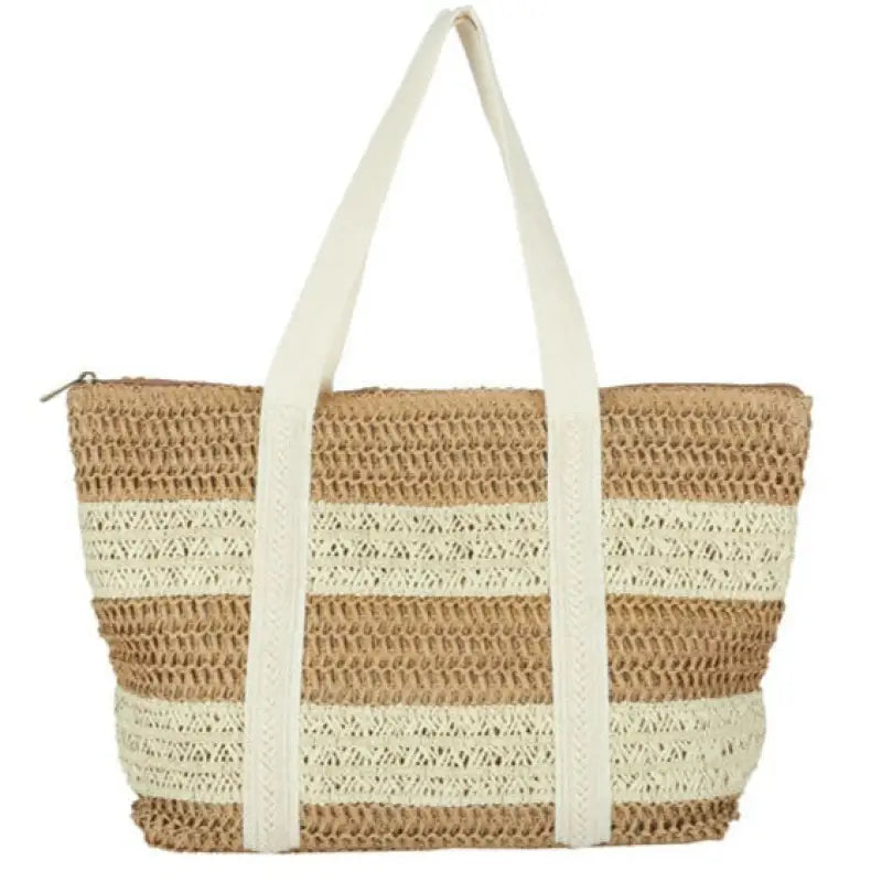 Straw Stripe Patterned Tote Bag