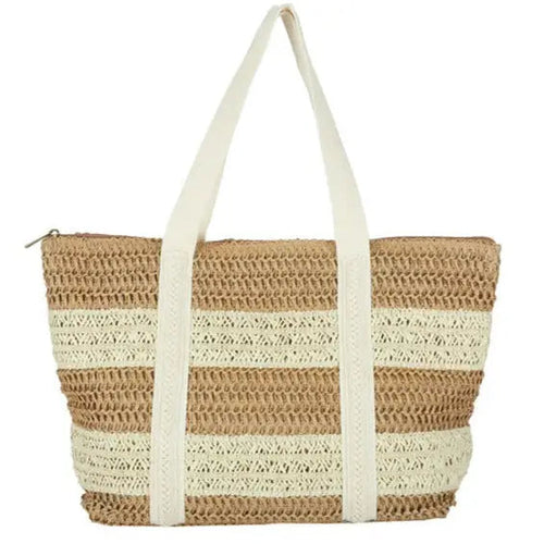 Straw Stripe Patterned Tote Bag