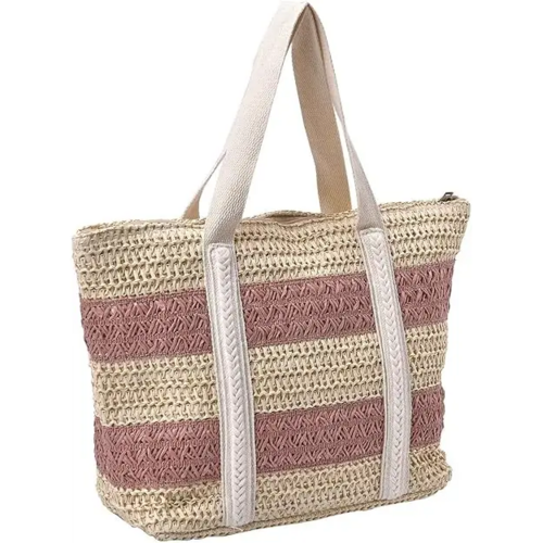 Straw Stripe Patterned Tote Bag