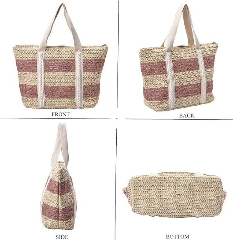 Straw Stripe Patterned Tote Bag