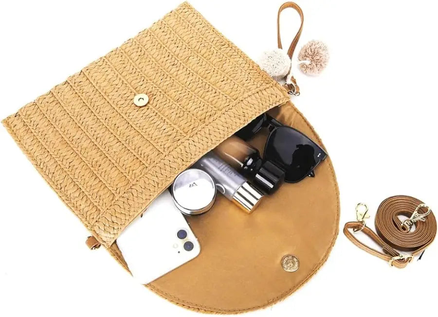 Straw Woven Raffia Envelope Women Clutch Bag