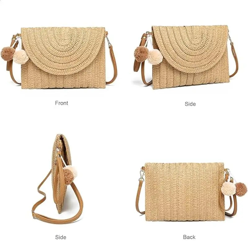 Straw Woven Raffia Envelope Women Clutch Bag
