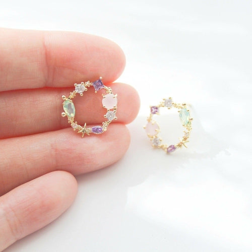 Summer Sea Treasures Earrings - Seashell and Starfish Purple Crystal
